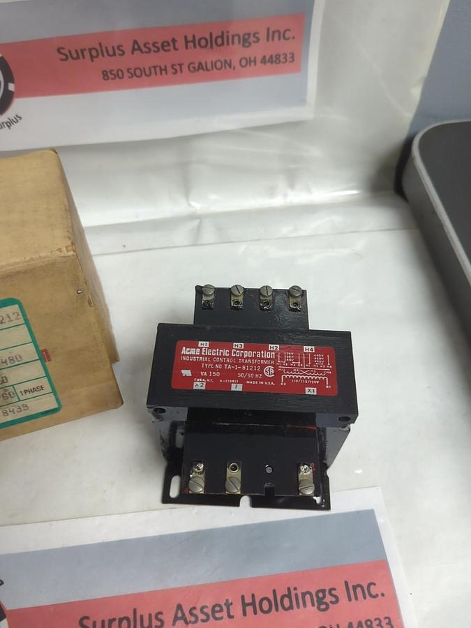 ACME ELECTRIC,TA-1-81212,TRANSFORMER PRI: 240/480V SEC: 120V NOS