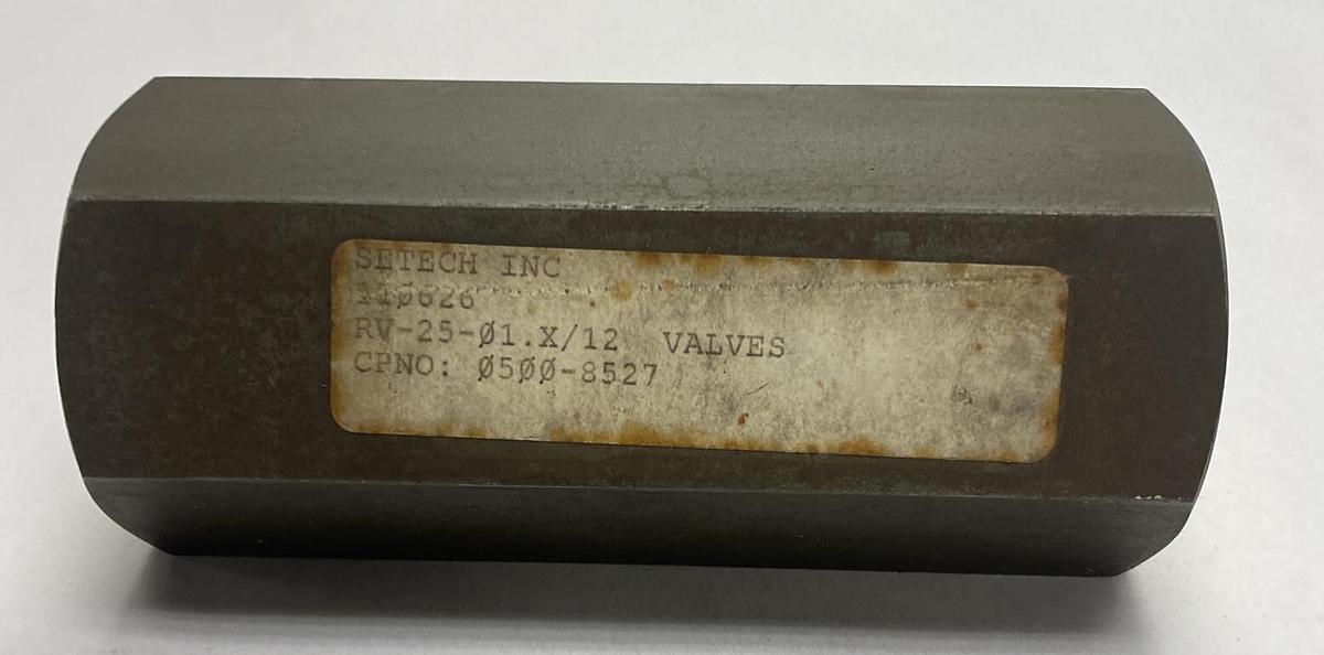 Setech,RV-25-01.X/12,Hydraulic Check Valve NOS
