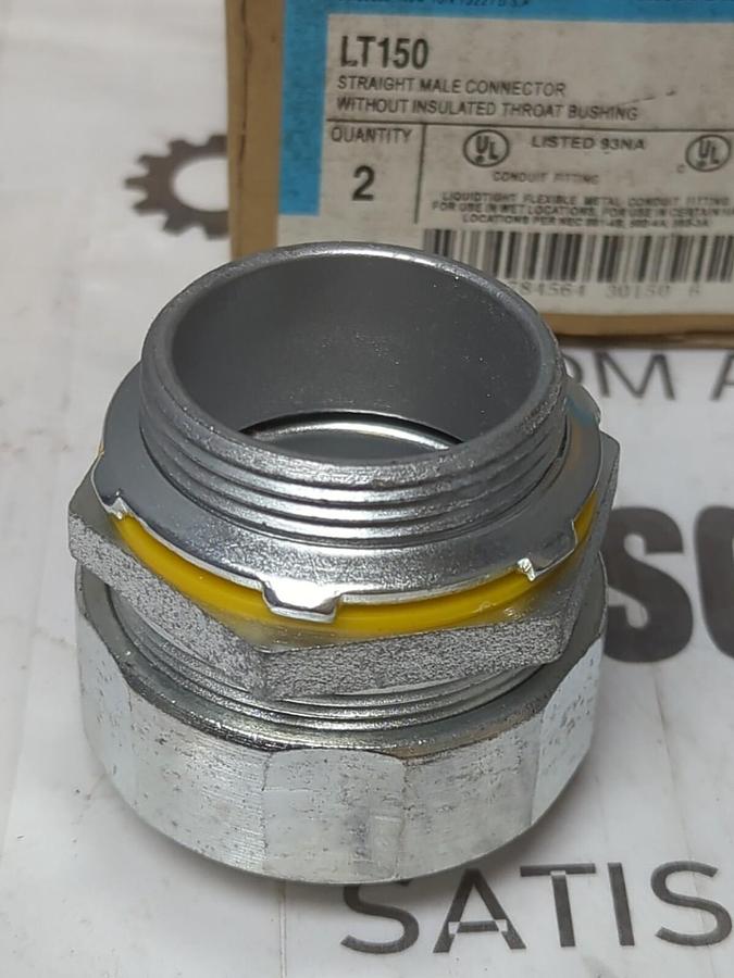 COOPER CROUSE-HINDS,LT150,STRAIGHT MALE CONNECTORS 1-1/2 INCH BOX OF 2 NEW