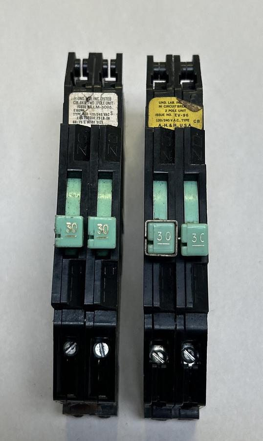 Used ARROW HART,CB-230,CIRCUIT BREAKER 30A 120/240V 2P LOT OF 2