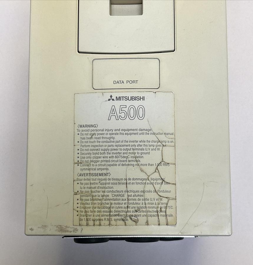 Used MITSUBISHI,FR-A540-0.75K-NA,INVERTER AC DRIVE 1 HP W/ FR-DU04 CONTROL