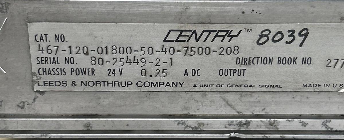 Used LEEDS & NORTHRUP,467-120-01800-50-40-7500-208,POWER SUPPLY CHASSIS 24V