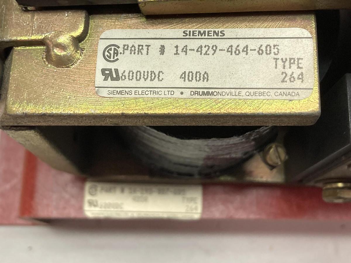 Used Siemens,14-193-807-605,Contactor 400a Type 264 600vdc