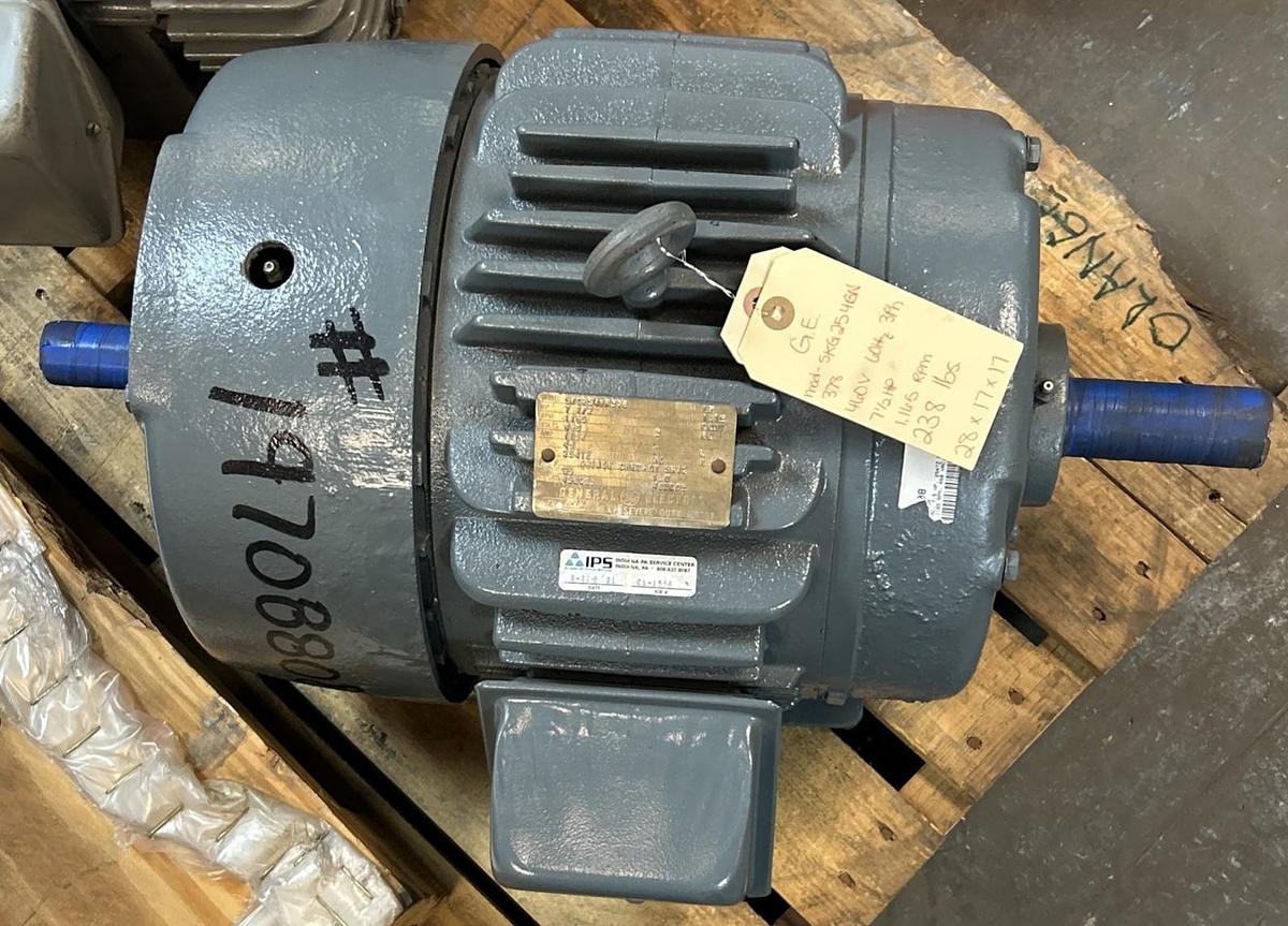 Used GE,5KG254BN378,SEVERE DUTY DUAL SHAFT MOTOR 7.5HP 1165RPM 450V 3PH 254TZ FRAME
