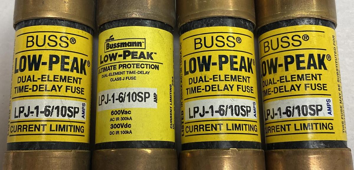 Cooper Bussmann,LPJ-1-6/10,Low-Peak Fuse Lot Of 4 NOS