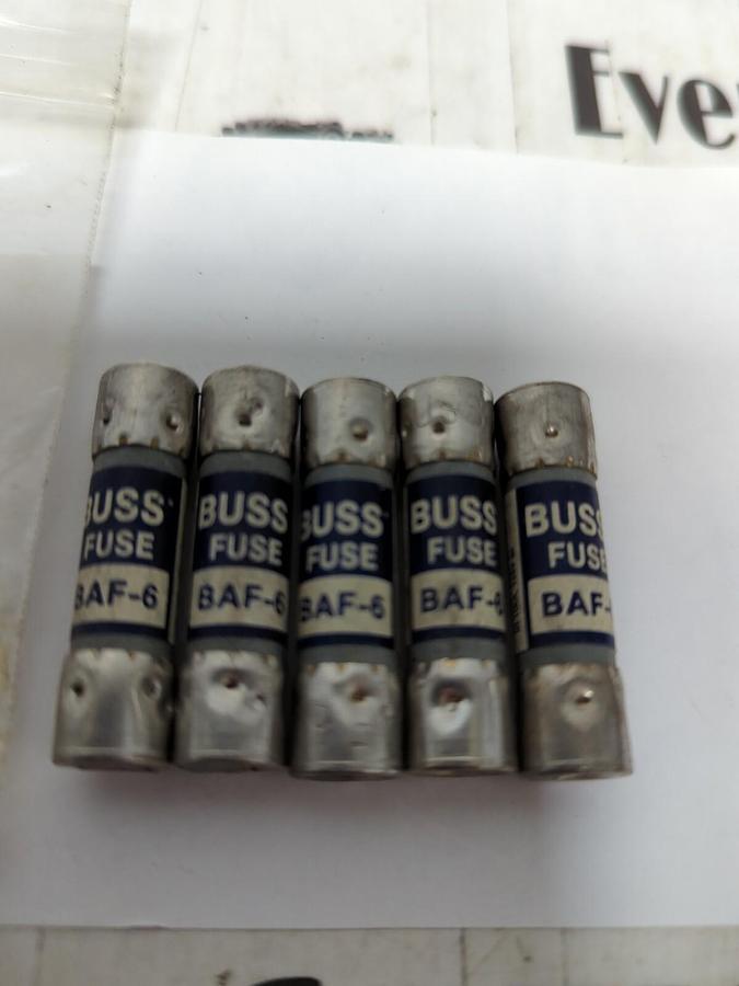 COOPER BUSSMANN,BAF-6,FUSES 6 AMP LOT OF 5 NOS
