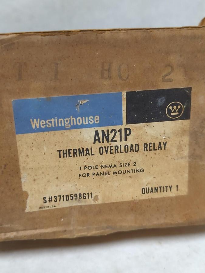WESTINGHOUSE,AN21P,THERMAL OVERLOAD RELAY 1-POLE SIZE 2 NOS
