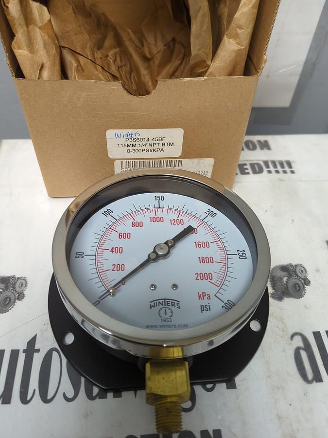 WINTERS,P3S6014-45BF 115MM,1/4 INCH NPT BTM PSI GAUGE NOS