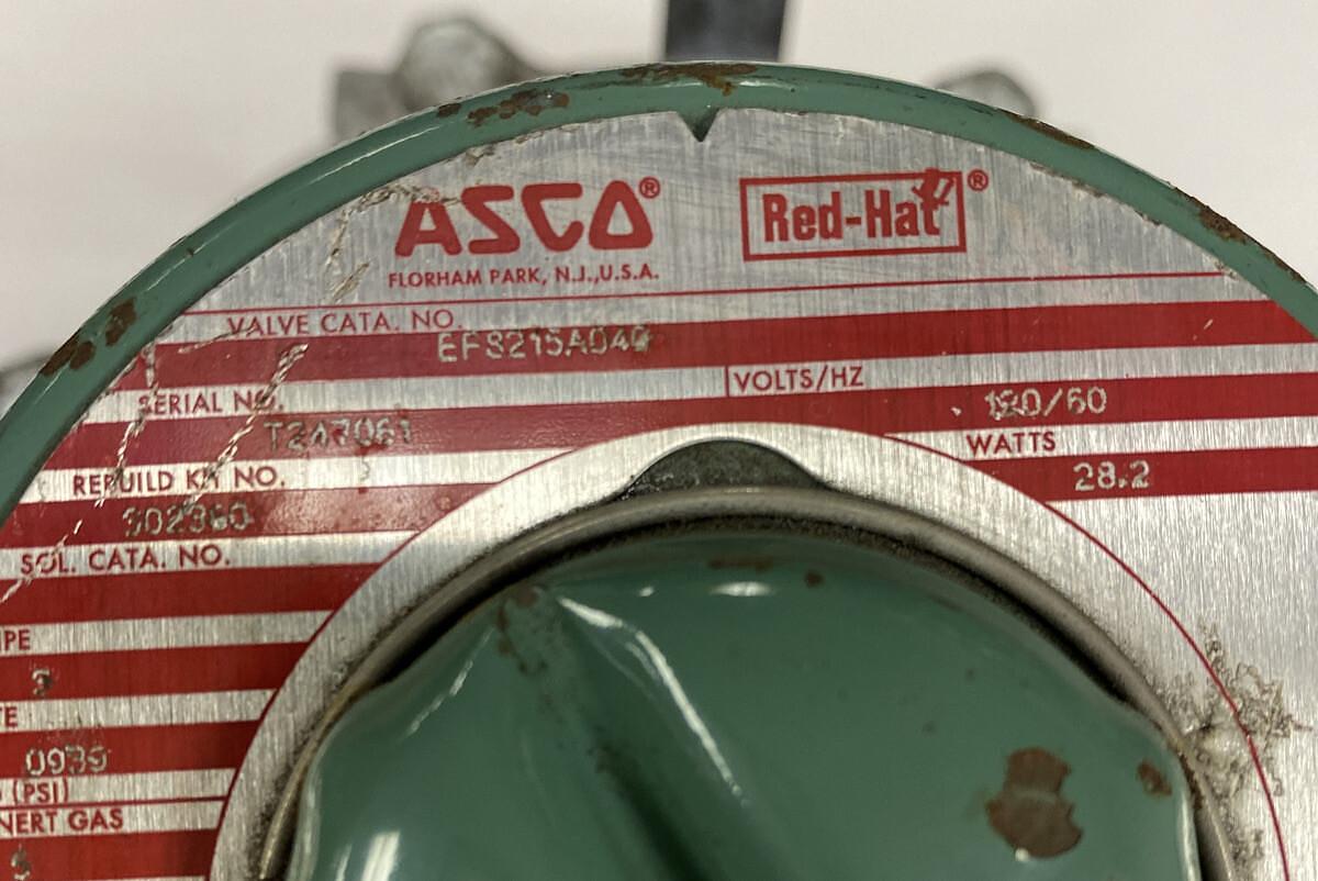 Used Asco,EF8215A040,3 INCH Solenoid Valve 120V 60 HZ 28.2 Watts