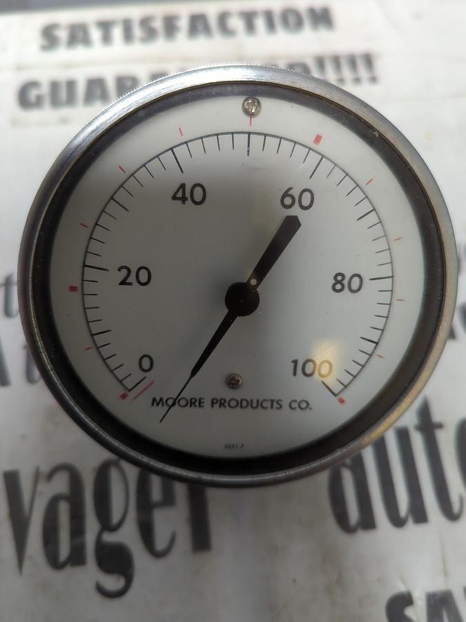 MOORE PRODUCTS,NA,3-1/2 IN 0-100 PSI 1/4 IN NPT PRESSURE GAUGE NOS