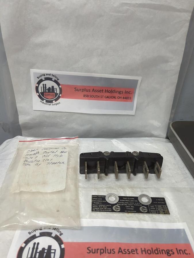 Used CLARK CONTROLLER CO.,77U33,MOVEABLE CONTACT ARM SIZE 3 PRE-OWNED