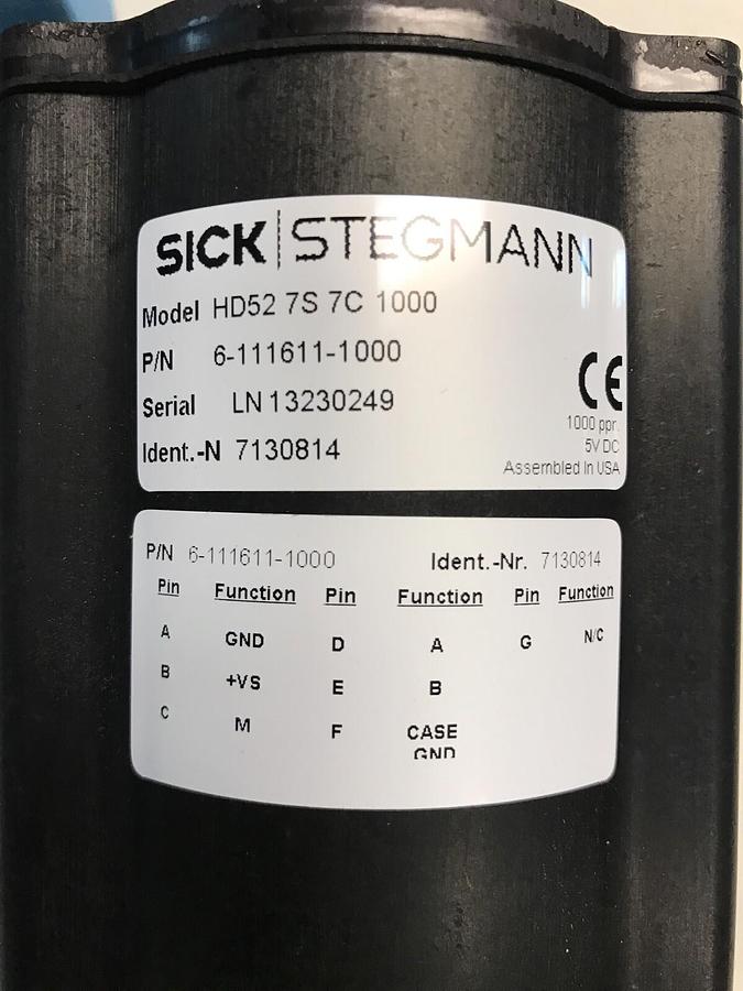 Used Sick Stegmann,HD52-7S-7C-1000,Encoder 6-111611-1000
