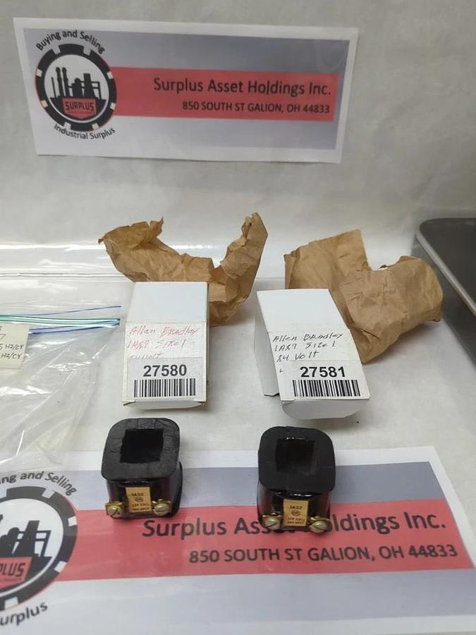 Used ALLEN BRADLEY,1A27,SIZE 1 COIL 24V PRE-OWNED LOT OF 2