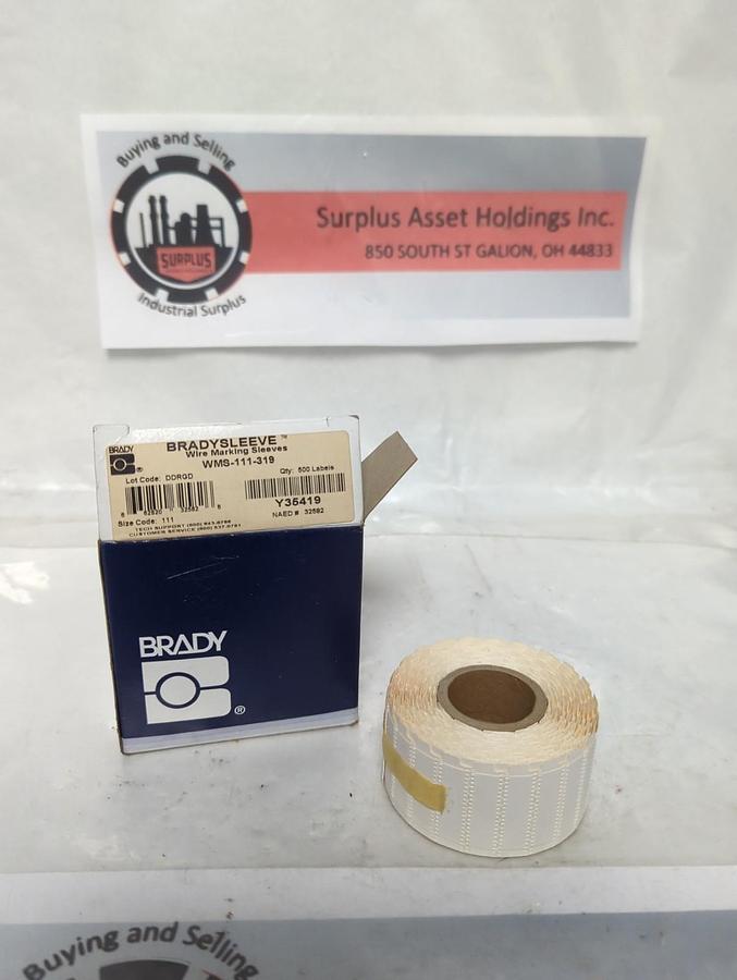 BRADY,WMS-111-319,BRADYSLEEVE WIRE MARKING SLEEVES BOX OF 500 PCS NOS