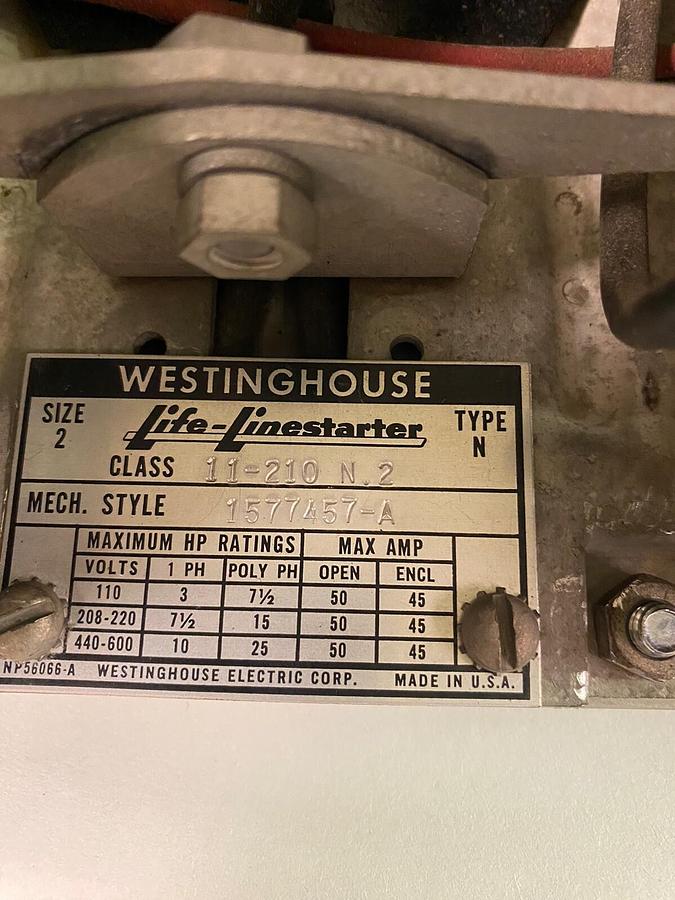 Used WESTINGHOUSE,11-210-N.2,LIFE-LINESTARTER SIZE 2 REVERSING STARTER