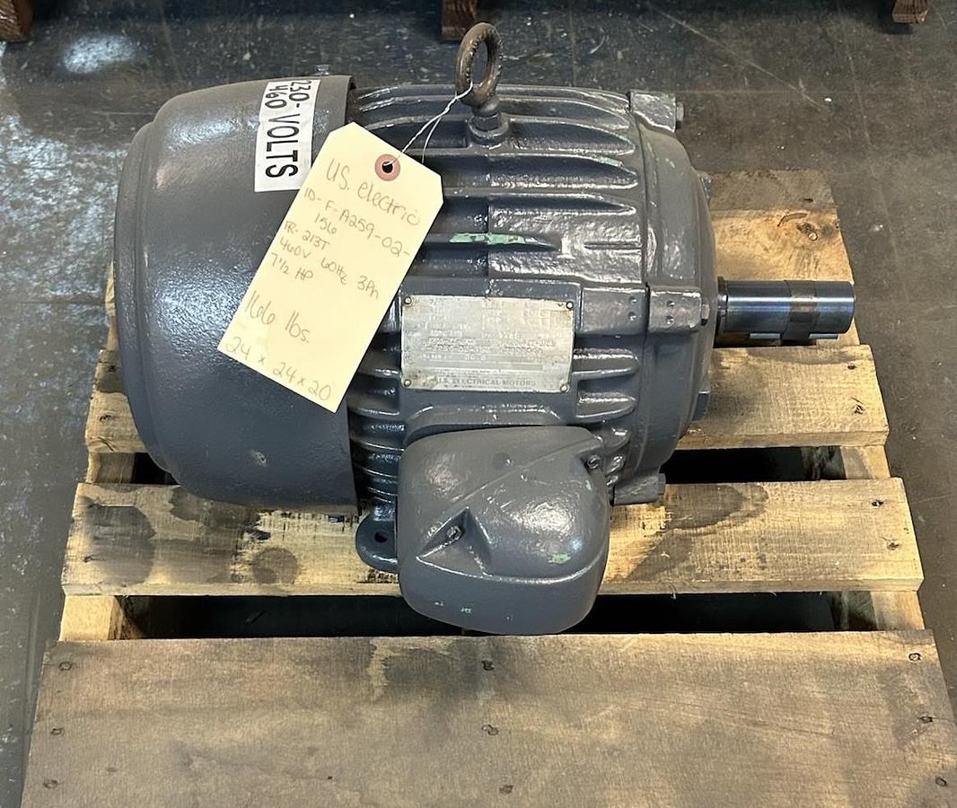 Used US ELECTRIC MOTORS,F-A259-02-156,MOTOR 7.5HP 1745RPM 230/460V 213T FRAME