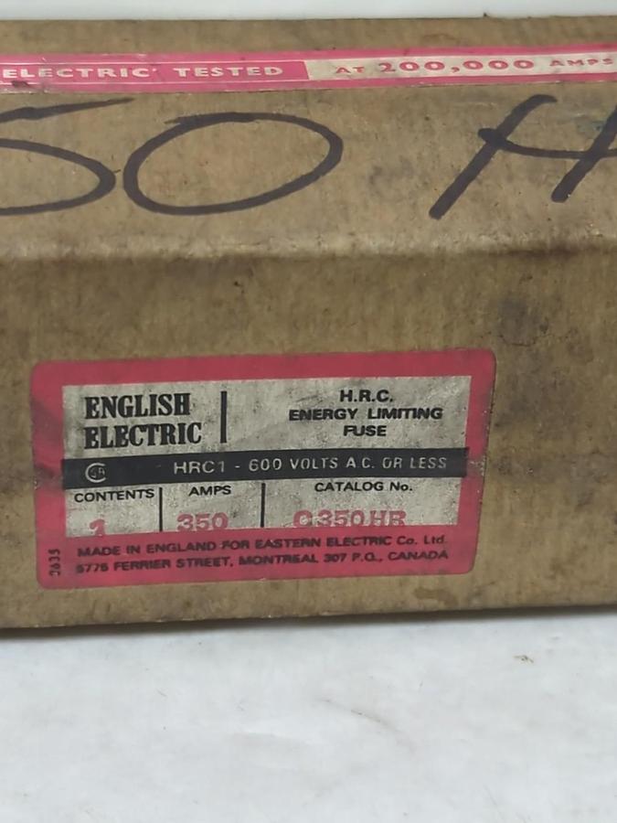 ENGLISH ELECTRIC,C350HR,ENERGY LIMITING 350 AMP FUSE NOS