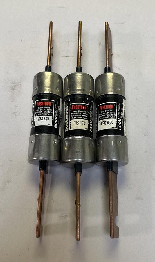 Used COOPER BUSSMANN,FRS-R-70,FUSETRON FUSE 70A 600V LOT OF 3