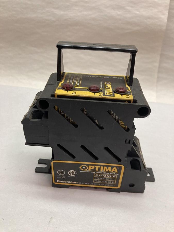 Used Optima Bussmann,OPM-CC,3-Pole Fuse Block 30A 600V