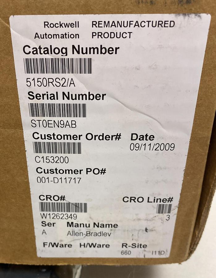Used ALLEN BRADLEY,5150-RS2,SER A I/O REMOTE SCANNER REFURBISHED