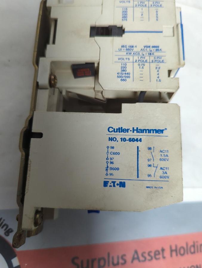 Used CUTLER HAMMER,AN16BN0,SERIES A1 CONTACTOR ASSEMBLY PRE-OWNED