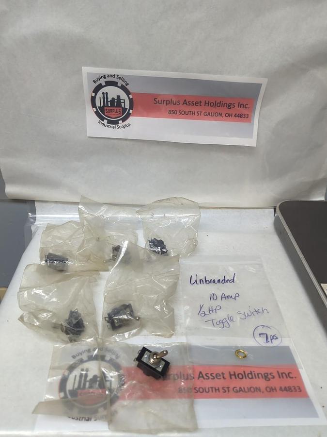 UNBRANDED,10AMP,TOGGLE SWITCH 10 AMP 250 VAC 1/2 HP LOT OF 7 NOS