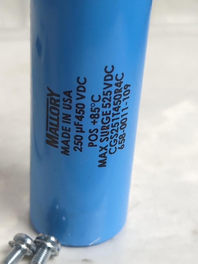 MALLORY,CGS251T450R4C,CAPACITOR 250MFD 450 WVDC NOS