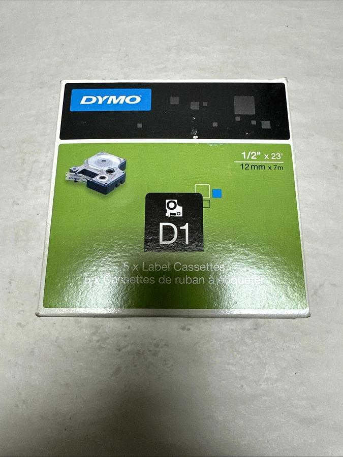 Dymo,D1 45021,White/Black 1/2" Label Cassettes 5 per box