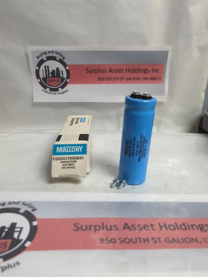 MALLORY,CGS251T450R4C,CAPACITOR 250MFD 450 WVDC NOS