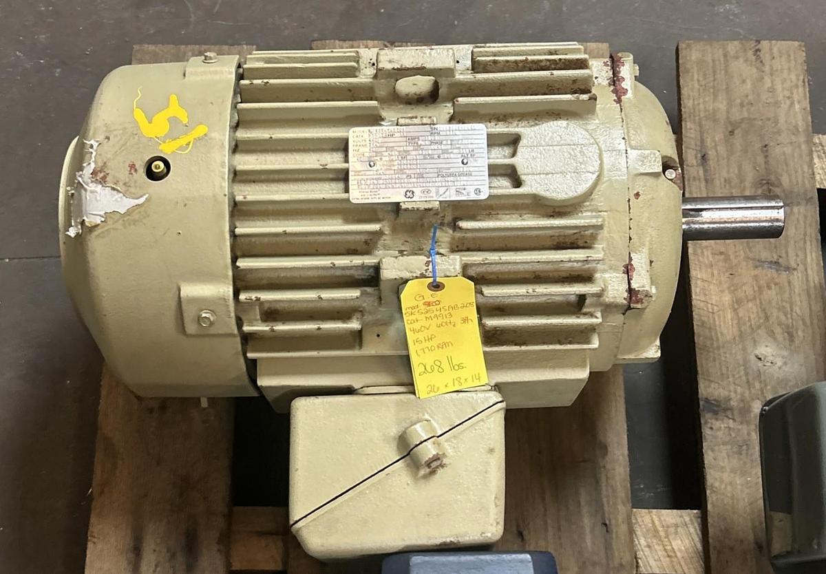 Used GE,M9913,SEVERE DUTY AC MOTOR 15HP 460V 1770RPM 3PH 254T FRAME