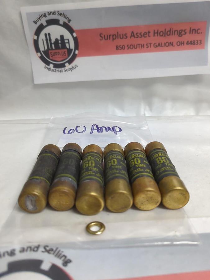 Used CEFCO,OT60,ONE-TIME 60 AMP FUSE LOT OF 6 PRE-OWNED