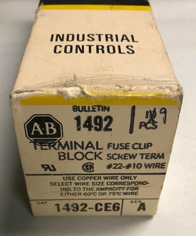 Allen Bradley,1492-CE6,box of 9 Terminal Blocks