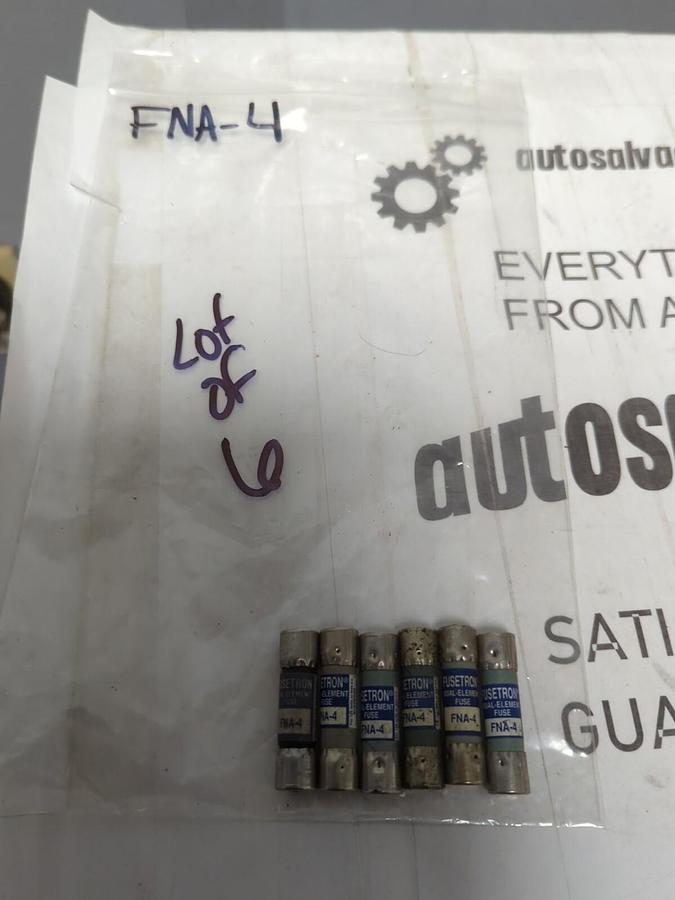COOPER BUSSMANN,FNA-4,DUAL ELEMENT 4 AMP FUSES LOT OF 6 NOS