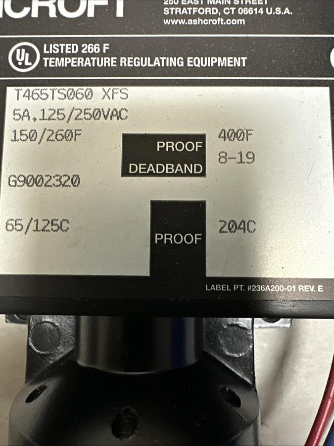 Ashcroft,T465TS060 XFS,Temperature Switch