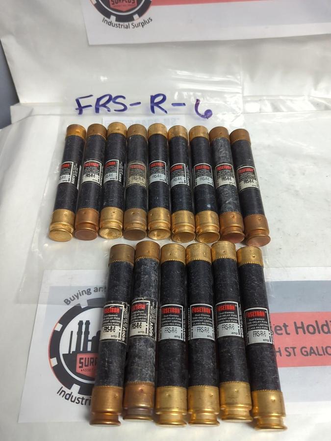 Used COOPER BUSSMANN,FRS-R-6,FUSETRON 6 AMP FUSE LOT OF 15 PRE-OWNED