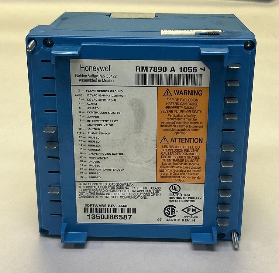 Used HONEYWELL,RM7890A1056,PRIMARY BURNER CONTROL RELAY MODULE