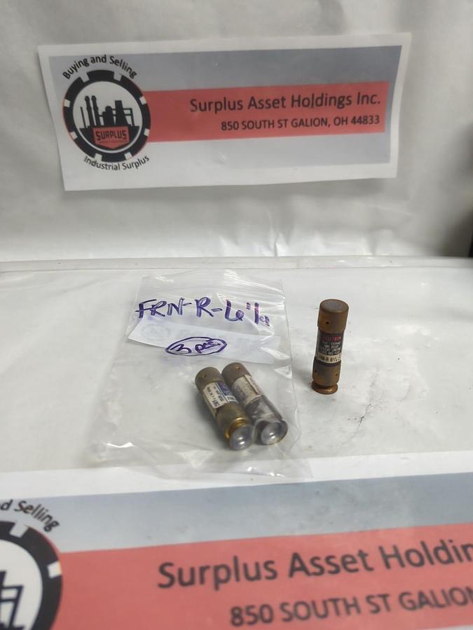 Used COOPER BUSSMANN,FRN-R-6-1/4,FUSETRON 6-1/4 AMP FUSE LOT OF 3 PRE-OWNED