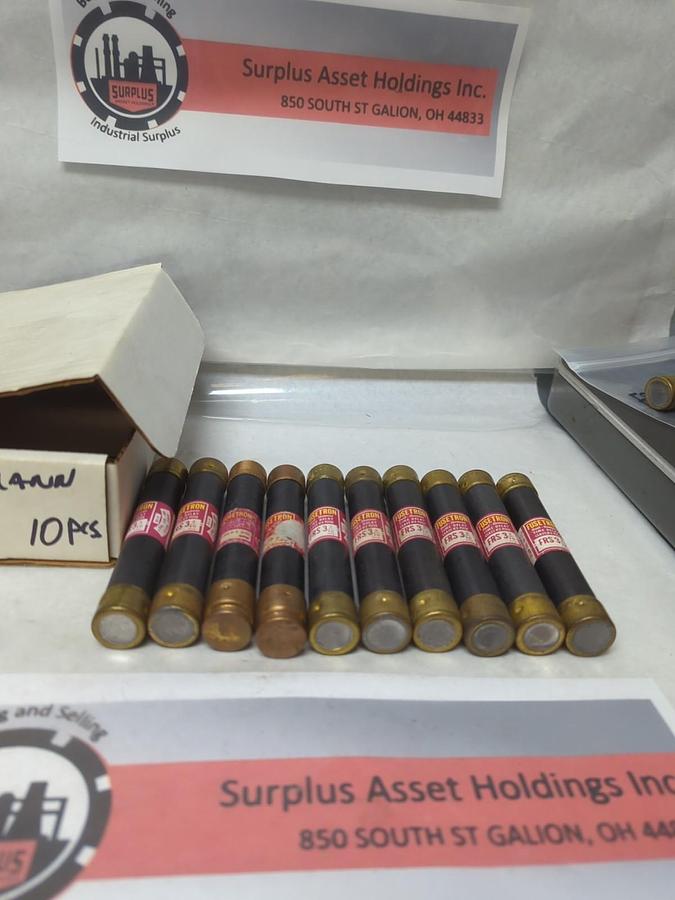 Used COOPER BUSSMANN,FRS-3-2/10,FUSETRON 3-2/10 AMP FUSE LOT OF 10 PRE-OWNED