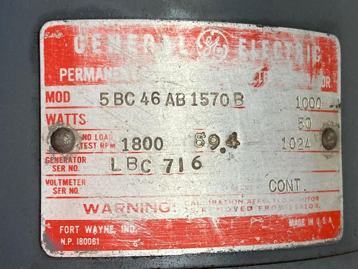 Used General Eelectric,5BC46AB1570B,Tachometer Generator 1800rpm 50V