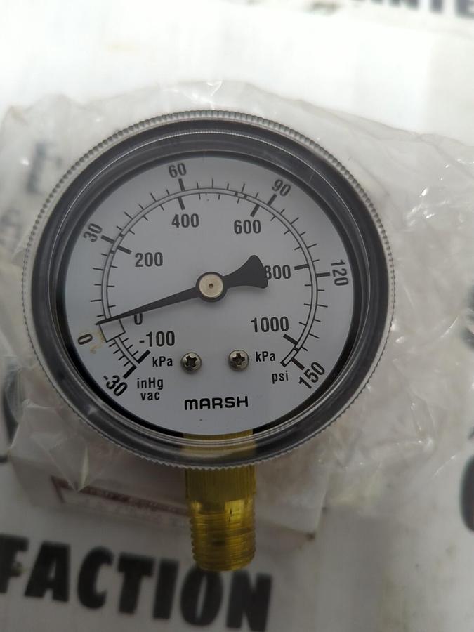 MARSH BELLOFRAM,J4618,2.5 INCH STD 1/4 NPT PSI GAUGE NEW