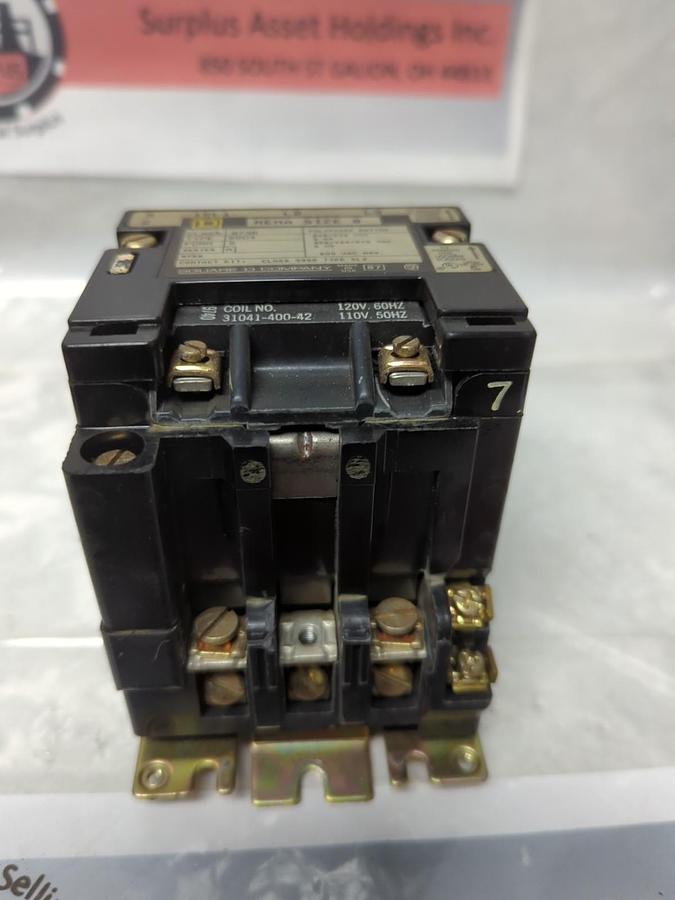 Used SQUARE D,8736SB04,MOTOR STARTER CONTACTOR 120V SIZE 0 PRE-OWNED