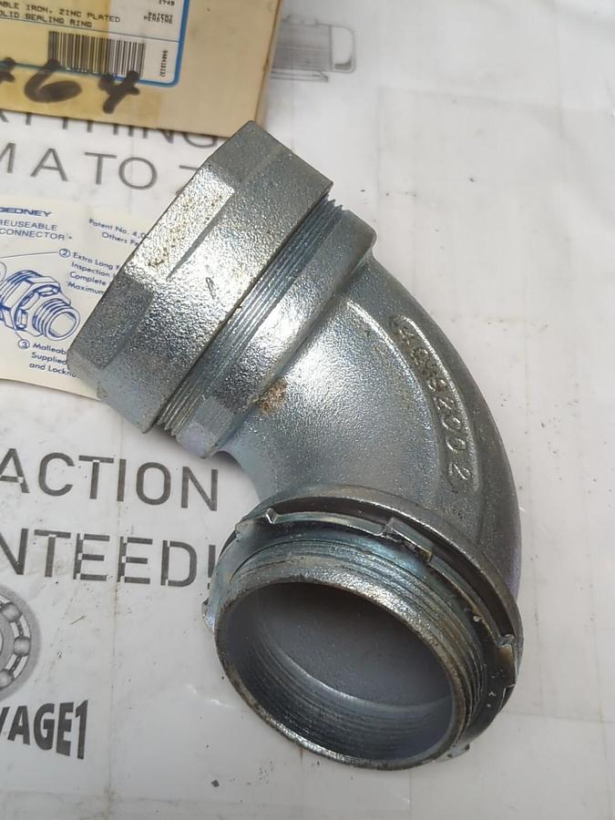 O-Z GEDNEY,4Q-9200,2 INCH 90 DEG LIQUID TIGHT CONDUIT CONNECTORS BOX OF 2 NEW