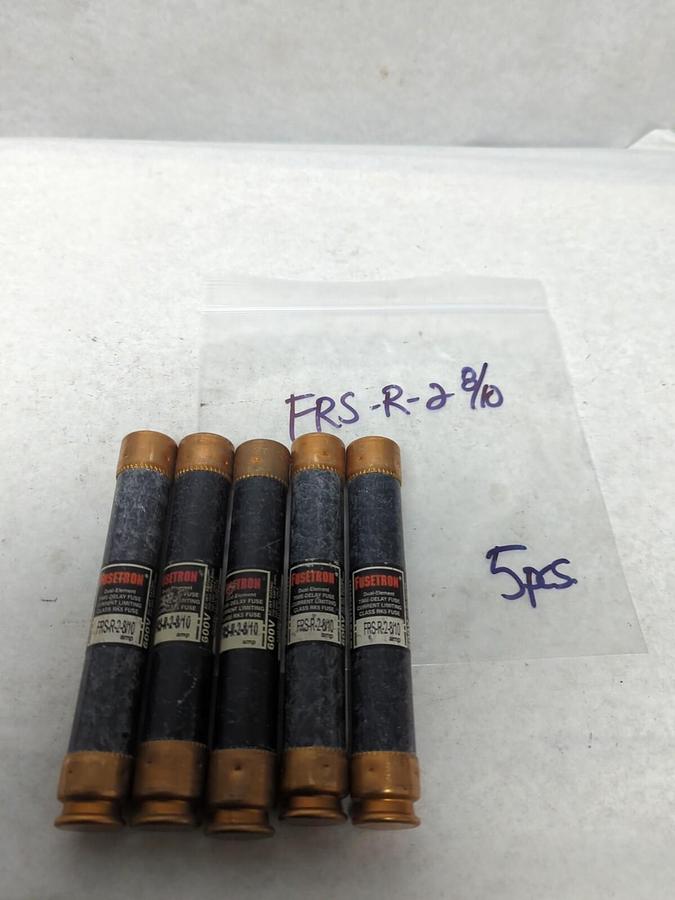 Used COOPER BUSSMANN,FRS-R-2-8/10,FUSETRON 2-8/10 AMP FUSE LOT OF 5 PRE-OWNED