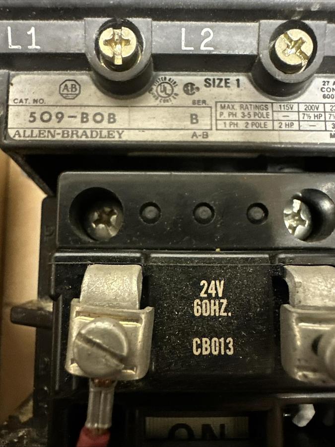 Used Allen-Bradley,509-BOB,Size 1 Motor Starter