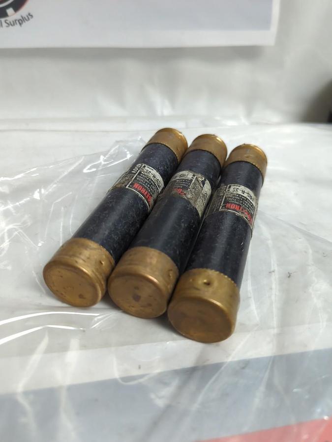 Used COOPER BUSSMANN,FRS-R-35,FUSETRON 35 AMP FUSE LOT OF 3 PRE-OWNED
