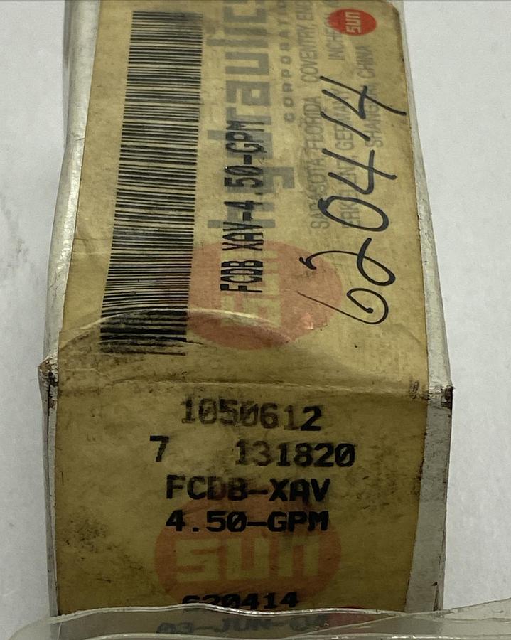 SUN HYDRAULICS,FCDBXAV 4.50-GPM,Flow Control Claridge NOS