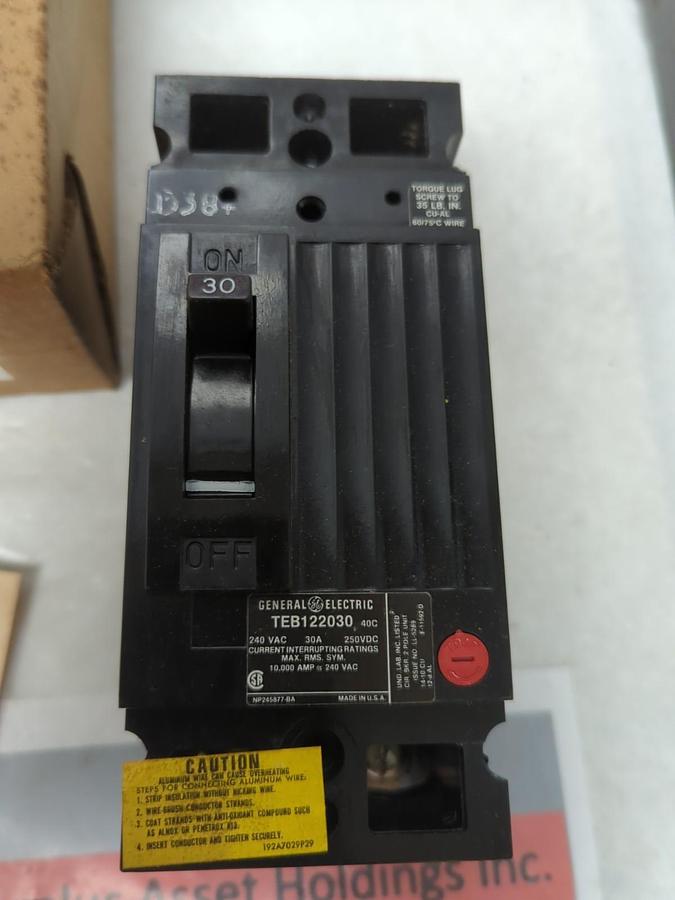 GENERAL ELECTRIC,TEB122030WL,CIRCUIT BREAKER 2-POLE 30 AMP NOS