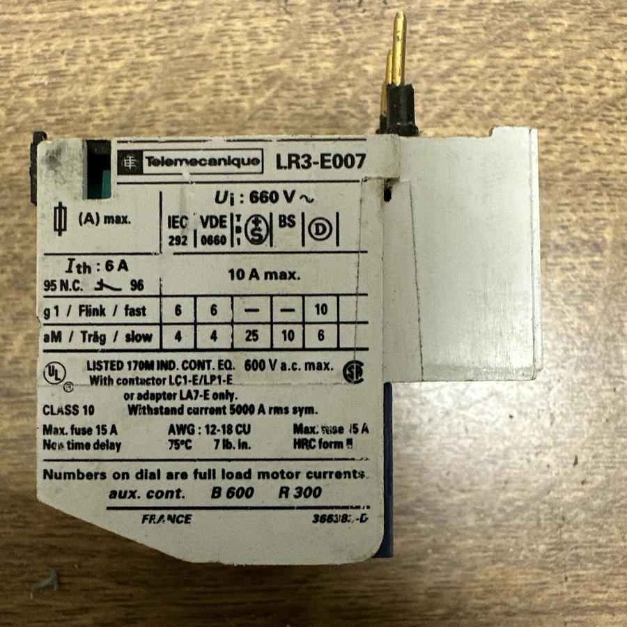 Used Telemecanique,LR3-E007,Overload Relay