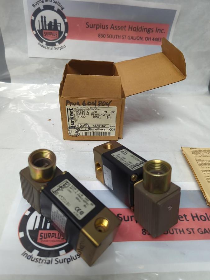 URKERT,453018V,SOLENOID VALVE 0330 C 1/8 FPM BR NPT 1/4 BOX OF 2 PCS NOS