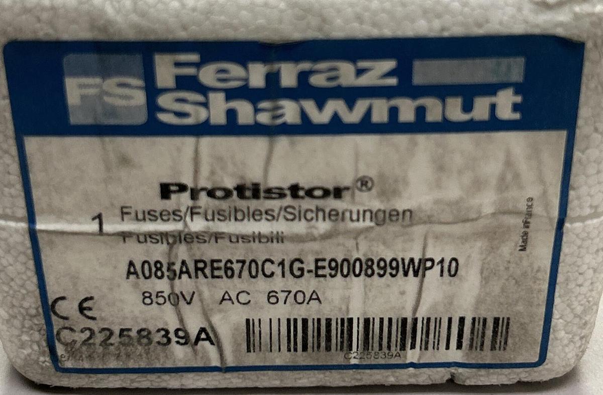 Used MERSEN FERRAZ SHAWMUT,C225839,FUSE 670A 850V NEW